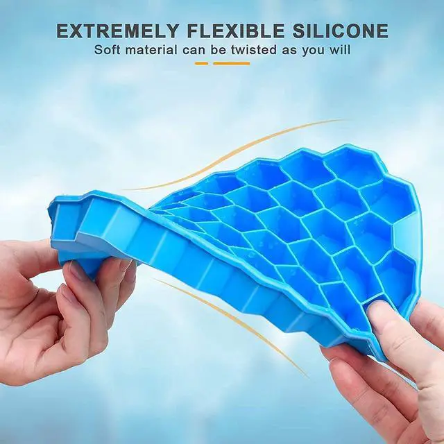 Alt view image 4 of 7 - Ice Cube Tray with Lid, Mini Silicone Moulds and 1 Pack 37 Ice Trays, LFGB Certified and BPA Free(Blue, 1 Pack)