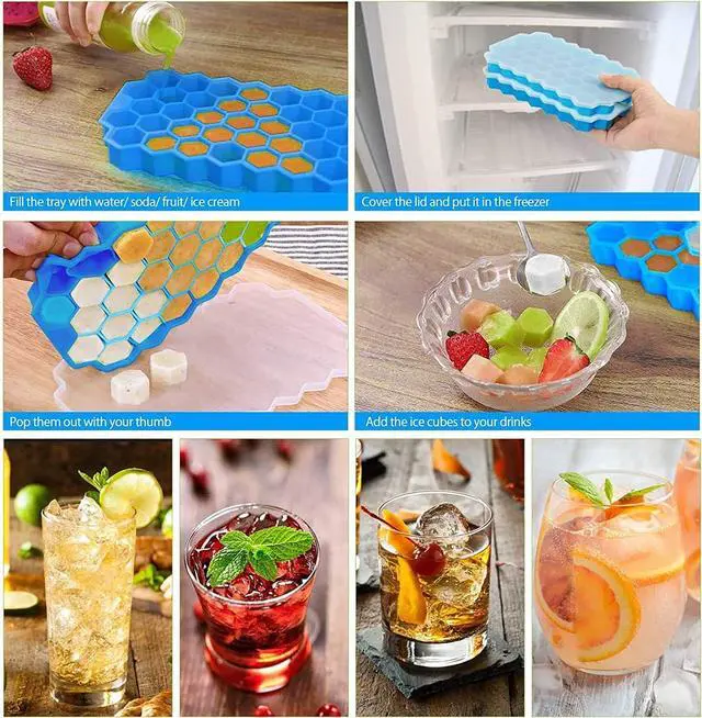 Alt view image 5 of 7 - Ice Cube Tray with Lid, Mini Silicone Moulds and 1 Pack 37 Ice Trays, LFGB Certified and BPA Free(Blue, 1 Pack)