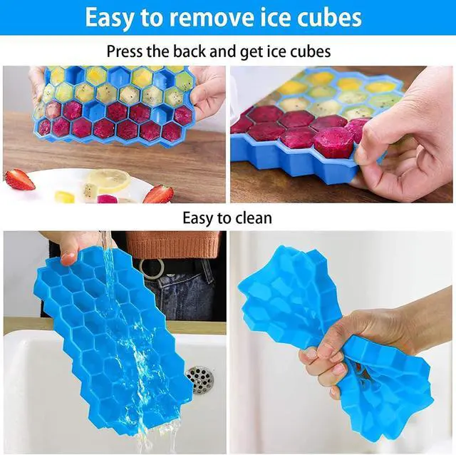 Alt view image 6 of 7 - Ice Cube Tray with Lid, Mini Silicone Moulds and 1 Pack 37 Ice Trays, LFGB Certified and BPA Free(Blue, 1 Pack)