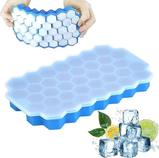 Alt view image 7 of 7 - Ice Cube Tray with Lid, Mini Silicone Moulds and 1 Pack 37 Ice Trays, LFGB Certified and BPA Free(Blue, 1 Pack)