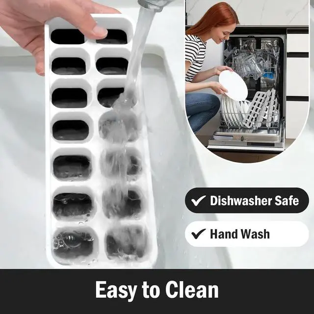 Alt view image 6 of 7 - DclobTop Ice Cube Trays for Freezer - 3 Pack 42 Ice Cubes, Easy to Release Plastic Silicone Trays with Spill-Resistant Lids, Reusable Stackable Tray for Cocktails, Drinks and Coffee, BPA-Free,Black