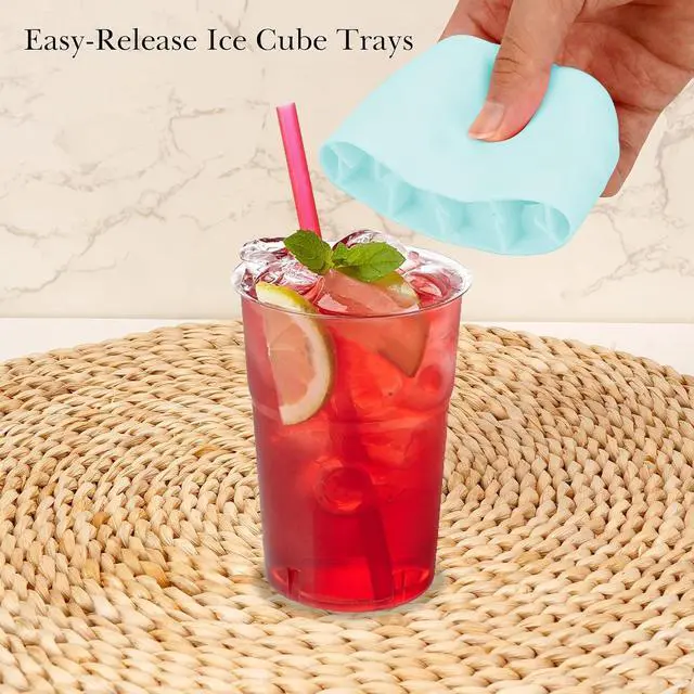 Alt view image 3 of 6 - 2 Pack Cylinder Silicone Ice Cube Molds, Easy-Release Ice Cube Trays for Cocktails, Whiskey, Coffee, Drinks, Portable Ice Bucket Maker Cup with Squeeze Design, 40 Pcs Ice Cubes Capacity (Blue)