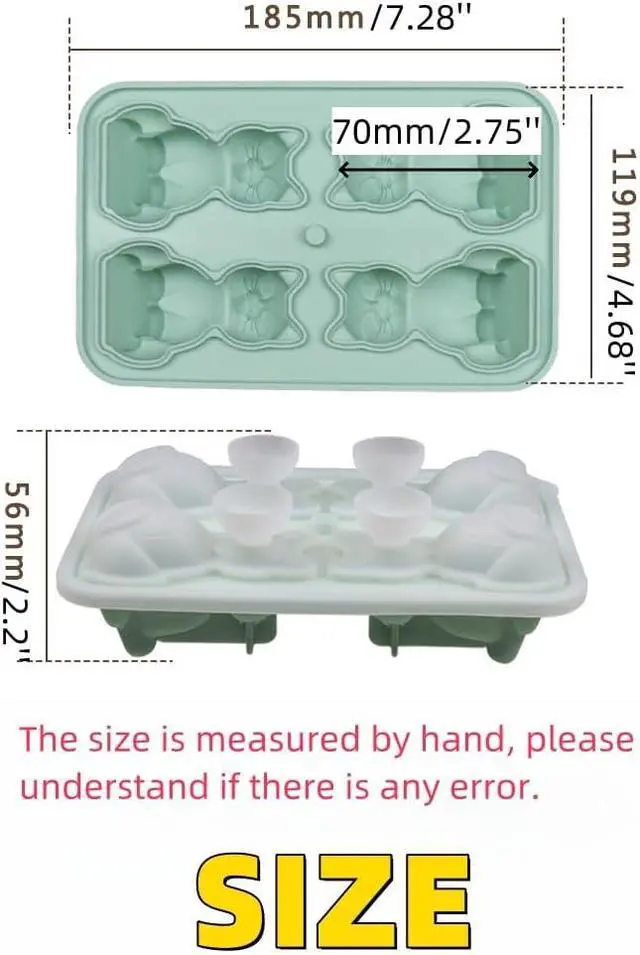 Alt view image 2 of 7 - Cute 3D Cat Ice Mold, Kitty Ice Cube Tray Popsicle Molds (Green) | BPA-Free, Easy Demolding, Dishwasher Safe, Animal Silicone Maker Mold, Cute Kids Ice Cream Molds, Ice Cube Tray for Toddlers