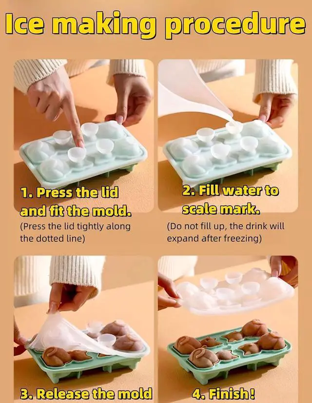 Alt view image 7 of 7 - Cute 3D Cat Ice Mold, Kitty Ice Cube Tray Popsicle Molds (Green) | BPA-Free, Easy Demolding, Dishwasher Safe, Animal Silicone Maker Mold, Cute Kids Ice Cream Molds, Ice Cube Tray for Toddlers