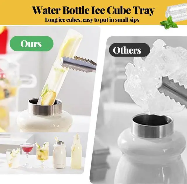 Alt view image 4 of 7 - 12 Pcs Water Bottle Ice Cube Trays for Freezer with Lid, Long Ice Cubes Narrow Mold Freezer Containers Flexible, Easy Release, Dishwasher Safe for Sports, Soda,Bottled Beverages (Yellow-12Pcs)