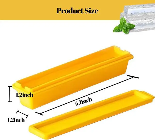 Alt view image 6 of 7 - 12 Pcs Water Bottle Ice Cube Trays for Freezer with Lid, Long Ice Cubes Narrow Mold Freezer Containers Flexible, Easy Release, Dishwasher Safe for Sports, Soda,Bottled Beverages (Yellow-12Pcs)