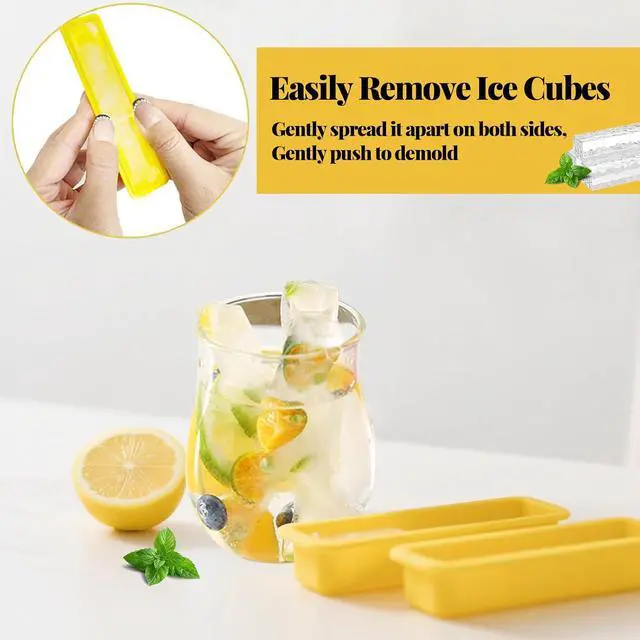 Alt view image 3 of 7 - 12 Pcs Water Bottle Ice Cube Trays for Freezer with Lid, Long Ice Cubes Narrow Mold Freezer Containers Flexible, Easy Release, Dishwasher Safe for Sports, Soda,Bottled Beverages (Yellow-12Pcs)