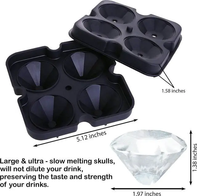 Alt view image 6 of 7 - Bahoki Essentials Ice Molds - Silicone Ice Cube Tray With Lid - Fill and Release Ice Maker - Cute and Fun Shape Multipurpose Molds - Great for Parties and Events (Diamond)