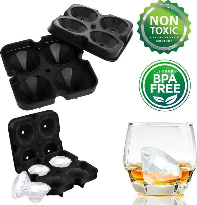 Alt view image 7 of 7 - Bahoki Essentials Ice Molds - Silicone Ice Cube Tray With Lid - Fill and Release Ice Maker - Cute and Fun Shape Multipurpose Molds - Great for Parties and Events (Diamond)