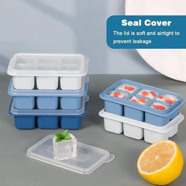 Alt view image 3 of 7 - Ice Cube Trays 2 Pack - Mini Size Silicone Ice Cube Molds with Removable Lids Reusable and BPA Free for Whiskey, Cocktail, Stackable Flexible Safe Ice Cubes