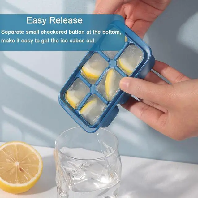 Alt view image 4 of 7 - Ice Cube Trays 2 Pack - Mini Size Silicone Ice Cube Molds with Removable Lids Reusable and BPA Free for Whiskey, Cocktail, Stackable Flexible Safe Ice Cubes
