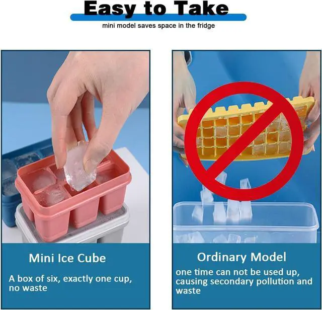 Alt view image 5 of 7 - Ice Cube Trays 2 Pack - Mini Size Silicone Ice Cube Molds with Removable Lids Reusable and BPA Free for Whiskey, Cocktail, Stackable Flexible Safe Ice Cubes