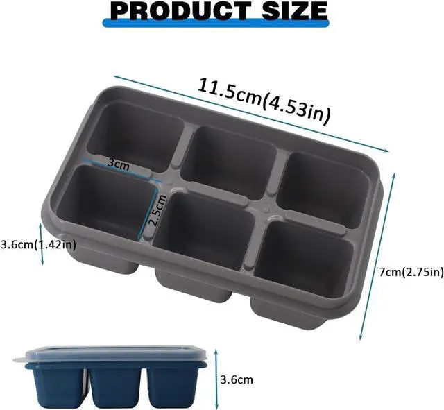 Alt view image 6 of 7 - Ice Cube Trays 2 Pack - Mini Size Silicone Ice Cube Molds with Removable Lids Reusable and BPA Free for Whiskey, Cocktail, Stackable Flexible Safe Ice Cubes