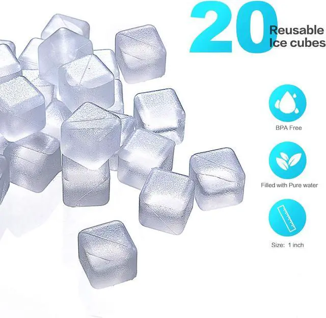 Alt view image 2 of 7 - Reuable Ice Cube for Drinks - White Clear Plastic Ice Cube to Keep Drink Cool Longer Filled With Pure Water (20 Packs)