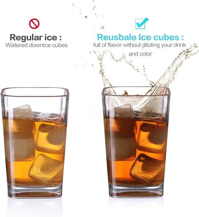 Alt view image 3 of 7 - Reuable Ice Cube for Drinks - White Clear Plastic Ice Cube to Keep Drink Cool Longer Filled With Pure Water (20 Packs)