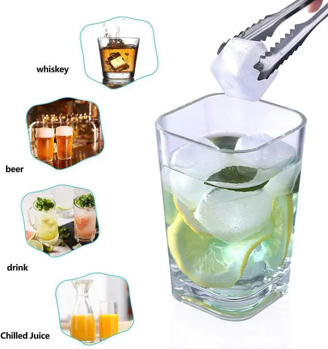 Alt view image 6 of 7 - Reuable Ice Cube for Drinks - White Clear Plastic Ice Cube to Keep Drink Cool Longer Filled With Pure Water (20 Packs)