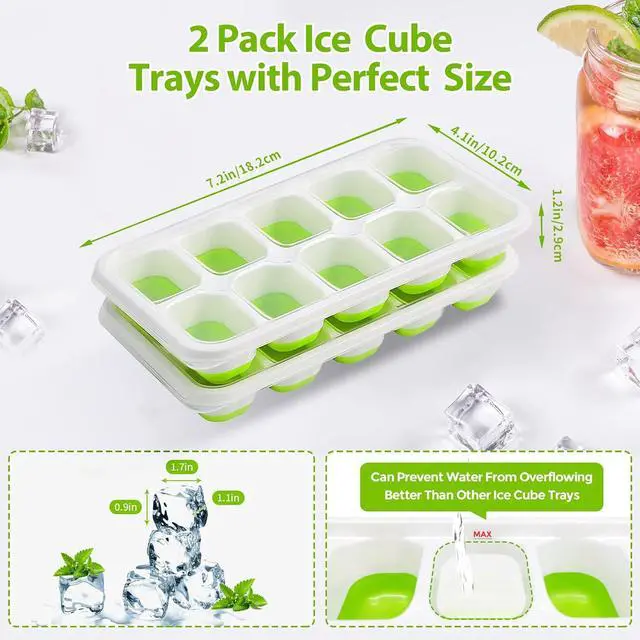 Alt view image 4 of 7 - DOQAUS Ice Cube Tray with Lids, 2 Pack Silicone Ice Trays for Freezer | Stackable BPA & LFGB Safe, Easy Release for Kitchen, RV, Cocktail, Coffee, Soup & Food