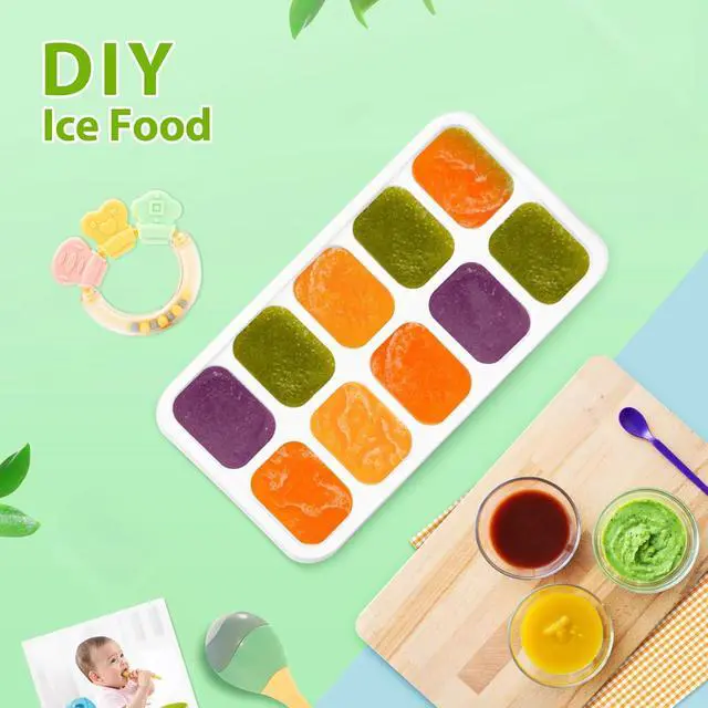 Alt view image 5 of 7 - DOQAUS Ice Cube Tray with Lids, 2 Pack Silicone Ice Trays for Freezer | Stackable BPA & LFGB Safe, Easy Release for Kitchen, RV, Cocktail, Coffee, Soup & Food