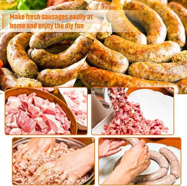 Alt view image 4 of 7 - Mudder Sausage Stuffer Manual Maker Plastic Meat Filler Funnel Tubes Filling Tool for Hand Operated Food Grinder for Holiday Household Use
