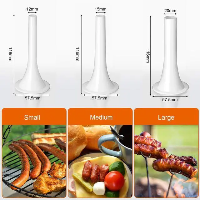 Alt view image 6 of 7 - Mudder Sausage Stuffer Manual Maker Plastic Meat Filler Funnel Tubes Filling Tool for Hand Operated Food Grinder for Holiday Household Use