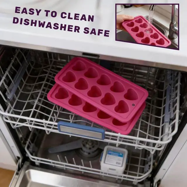 Alt view image 5 of 7 - Heart Shaped Ice Cube Tray Silicone Mold, 2 Pack Pink | BPA Free, Dishwasher Safe, Easy to Release for Chocolate Candy, Cocktails, Whiskey & Drinks