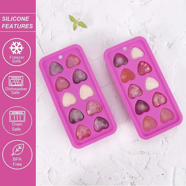 Alt view image 7 of 7 - Heart Shaped Ice Cube Tray Silicone Mold, 2 Pack Pink | BPA Free, Dishwasher Safe, Easy to Release for Chocolate Candy, Cocktails, Whiskey & Drinks