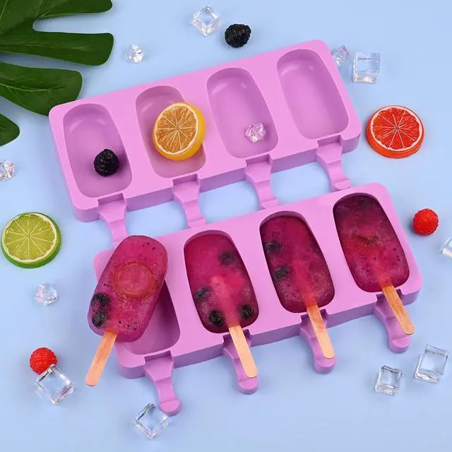 Alt view image 3 of 7 - WMKGG Popsicle Silicone Molds Set, 2 PCS Ice Cream Molds(Standard/Purple) | with 50 Wooden Sticks for Cake Pop, Ice Pop, Cakesicles
