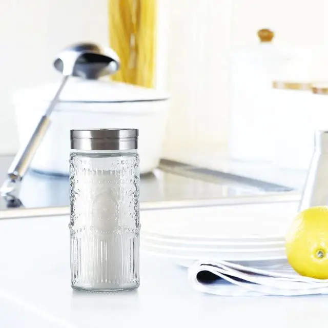 Alt view image 5 of 7 - 2 Pack Glass Salt and Pepper Shaker with 304 Stainless Steel Adjustable Lid, 120ml Refillable Spice Dispenser for Table, Kitchen(Tall-Sunflower)