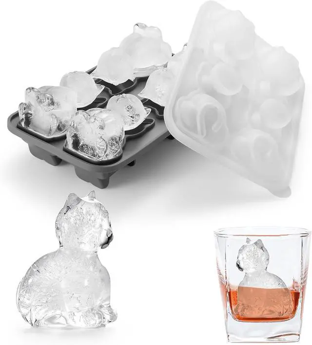 Main image of Nax Caki 3D Cat Ice Cube Mold Fun Shapes, Cat Lover Gifts for Women & Mom, Cute Large Craft Ice Mold, Big Ice Cube Trays for Whiskey Cocktails Bourbon