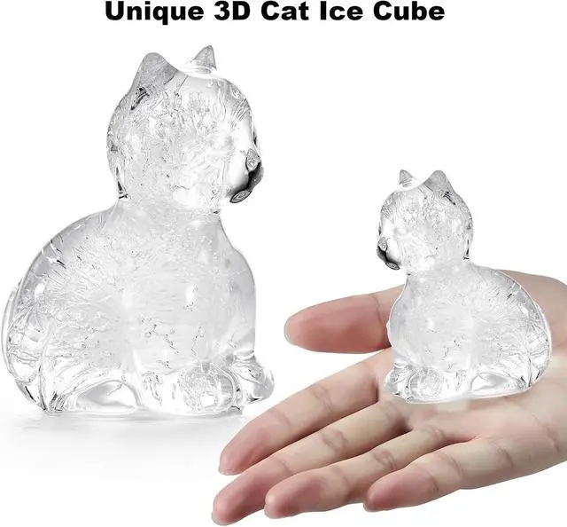 Alt view image 6 of 6 - Nax Caki 3D Cat Ice Cube Mold Fun Shapes, Cat Lover Gifts for Women & Mom, Cute Large Craft Ice Mold, Big Ice Cube Trays for Whiskey Cocktails Bourbon