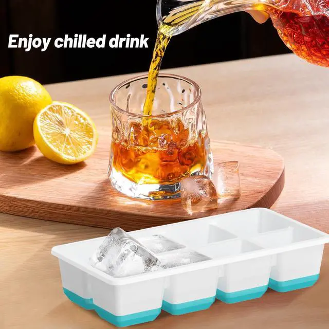 Alt view image 6 of 7 - VEHHE Ice Cube Tray, 2 Pack Reusable Large Ice Cube Molds with Lid | Blue | Easy Release Silicone Base Design | Food-Grade Material | Stackable Space-Saving Design | BPA Free and Dishwasher