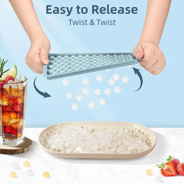 Alt view image 2 of 6 - WIBIMEN Mini Ice Cube Trays for Freezer with Lid, 0.55" Pebble Ice | 1 Tray Only-Blue. for Iced Coffee, Bottles, Juice & Everyday Drinks, Easy Twist Release, Stackable