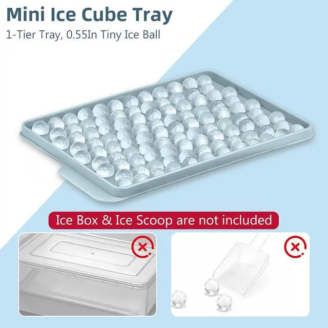 Alt view image 3 of 6 - WIBIMEN Mini Ice Cube Trays for Freezer with Lid, 0.55" Pebble Ice | 1 Tray Only-Blue. for Iced Coffee, Bottles, Juice & Everyday Drinks, Easy Twist Release, Stackable