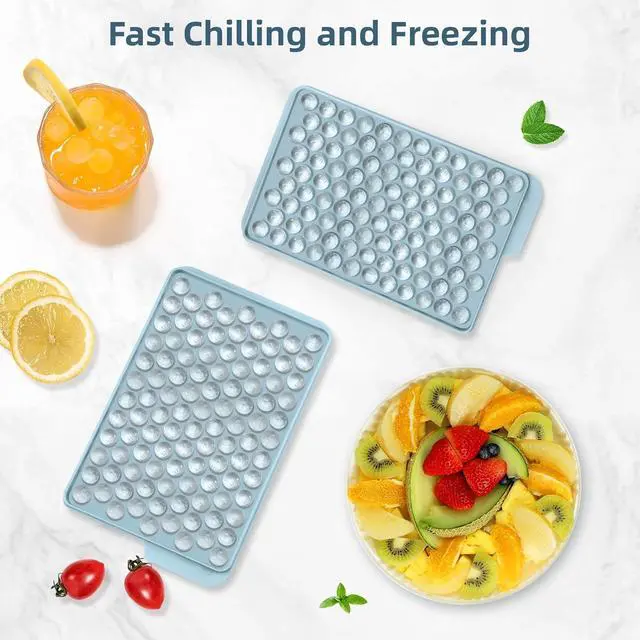 Alt view image 4 of 6 - WIBIMEN Mini Ice Cube Trays for Freezer with Lid, 0.55" Pebble Ice | 1 Tray Only-Blue. for Iced Coffee, Bottles, Juice & Everyday Drinks, Easy Twist Release, Stackable