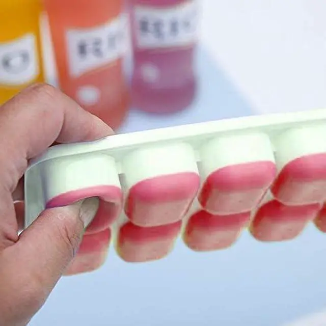 Alt view image 3 of 4 - Set of 4 Stackable Silicone Ice Cube Trays with Removable Lids - Flexible, Spill-Resistant, Dishwasher Safe (Pink)