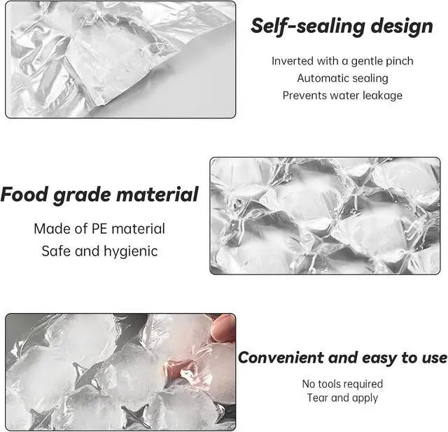 Alt view image 7 of 7 - Disposable Ice Cube Bags, Stackable Easy Release Ice Cube Moulding Tray, Self Sealing Freezer, Cocktail Food Wine Cooler Ice Bags, 2400 Ice Cubes, 100 Bag (Round)