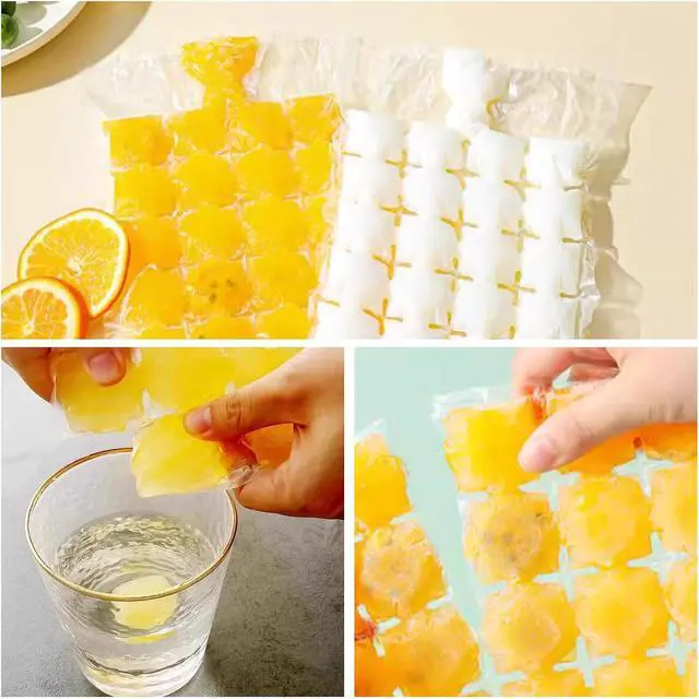 Alt view image 6 of 7 - Disposable Ice Cube Bags, Stackable Easy Release Ice Cube Moulding Tray, Self Sealing Freezer, Cocktail Food Wine Cooler Ice Bags, 2400 Ice Cubes, 100 Bag (Round)