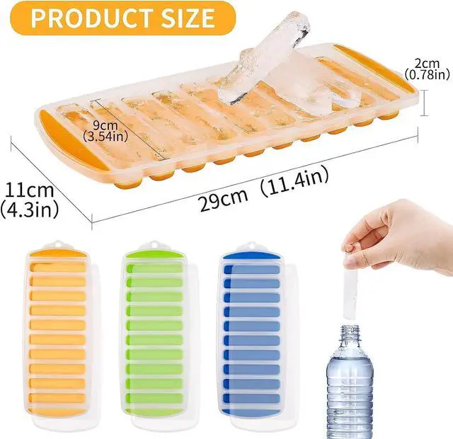 Alt view image 2 of 7 - 2 Pcs Long Ice Stick Tray Silicone with Lid,Water Bottle Ice Cube Tray with Easy Push and Pop Out Material, Ideal for Sports and Water Bottles