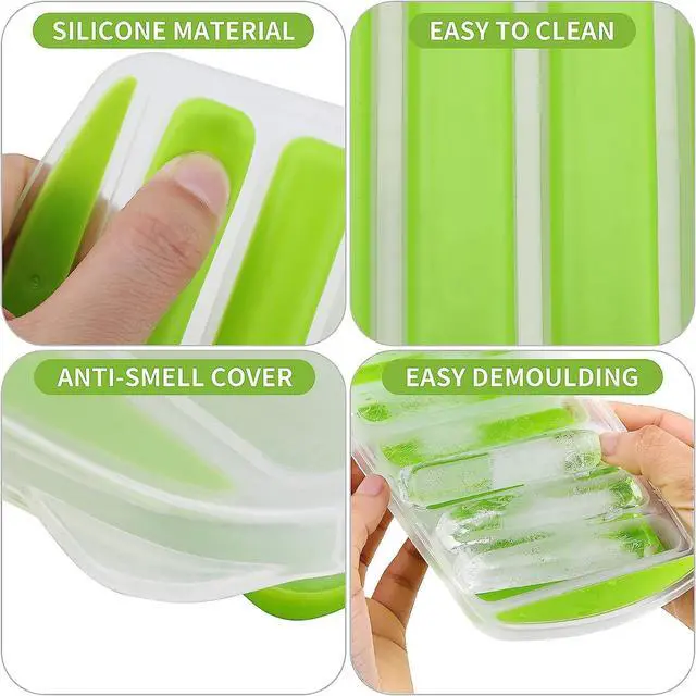 Alt view image 3 of 7 - 2 Pcs Long Ice Stick Tray Silicone with Lid,Water Bottle Ice Cube Tray with Easy Push and Pop Out Material, Ideal for Sports and Water Bottles