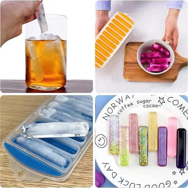 Alt view image 4 of 7 - 2 Pcs Long Ice Stick Tray Silicone with Lid,Water Bottle Ice Cube Tray with Easy Push and Pop Out Material, Ideal for Sports and Water Bottles