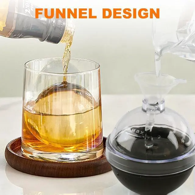 Alt view image 3 of 7 - Set of 4 Round Ice Cube Mold, 2.4 Inches Ice Ball Mold for Whiskey | BPA Free, Reusable, Silicone, Easy to Peel Off, with Lid,Suitable for Refrigerator Use
