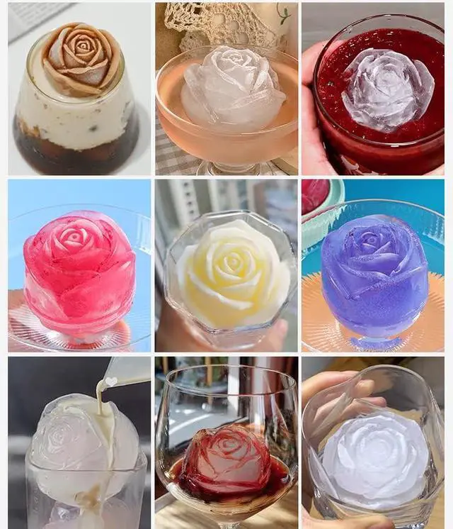 Alt view image 6 of 7 - Rose Ice Mold, Silicone Flower Ice Cube Tray for Cocktails Mimosas Whiskey | 9 cute roses, flower ice cube mold for freezer