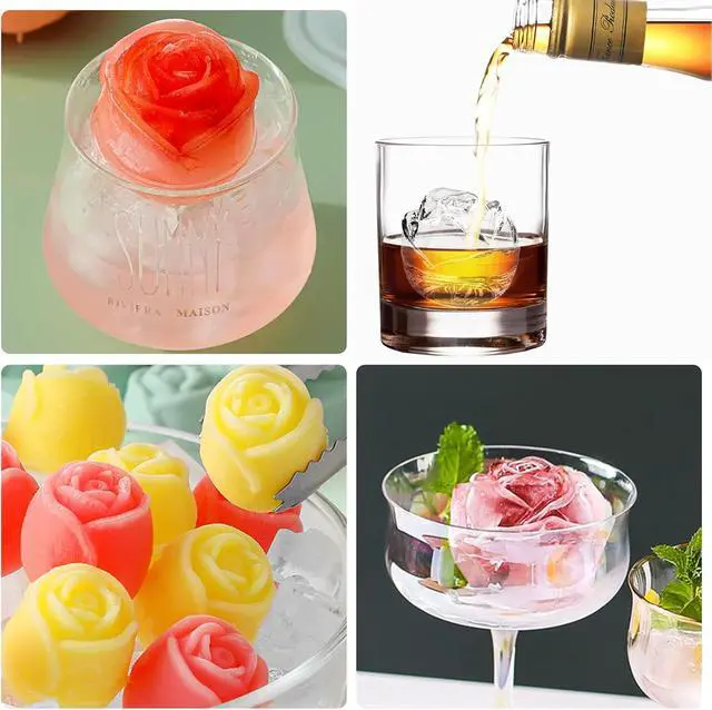 Alt view image 5 of 7 - Rose Ice Mold, Silicone Flower Ice Cube Tray for Cocktails Mimosas Whiskey | 9 cute roses, flower ice cube mold for freezer