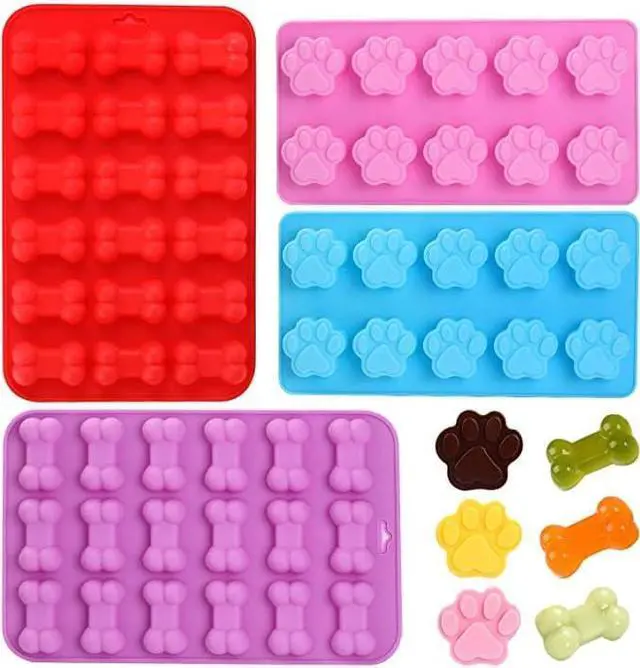 Main image of Silicone Molds Puppy Dog Paw and Bone Mold for Dog Treats, Homemade Non-Stick Food Grade, Chocolate, Candy, Jelly, Ice Cube Mold, Cupcake Baking Mould, Muffin pan Cookie Cutters Set