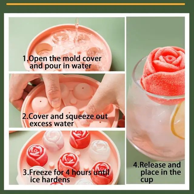 Alt view image 7 of 7 - Rose Ice Mold, Silicone Flower Ice Cube Tray for Cocktails Mimosas Whiskey | 9 cute roses, flower ice cube mold for freezer