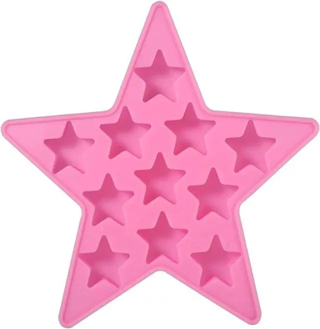 Main image of Five Star Shaped Cool Silicone Ice Cube Tray Freeze Mold Maker Tools Pentagram Ice Trays Club Bar Party for Cake, Candy, Chocolate, Gummy, Ice, Crayons, Jelly (Pink)