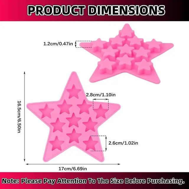 Alt view image 2 of 5 - Five Star Shaped Cool Silicone Ice Cube Tray Freeze Mold Maker Tools Pentagram Ice Trays Club Bar Party for Cake, Candy, Chocolate, Gummy, Ice, Crayons, Jelly (Pink)