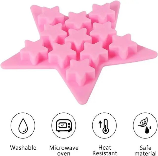 Alt view image 3 of 5 - Five Star Shaped Cool Silicone Ice Cube Tray Freeze Mold Maker Tools Pentagram Ice Trays Club Bar Party for Cake, Candy, Chocolate, Gummy, Ice, Crayons, Jelly (Pink)