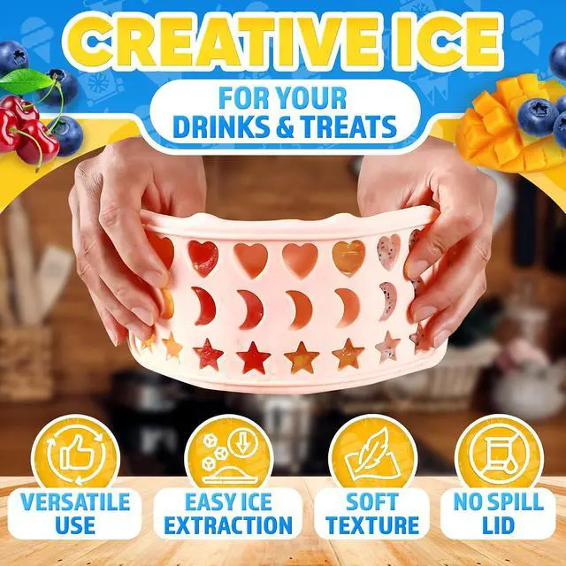 Alt view image 3 of 7 - Cute Ice Cube Tray with Lid, 24 Cavities, Flexible Silicone | Mini Star Ice Cube Tray; Stars, Moons & Hearts; Measuring Pipette; Dishwasher Safe; for Cocktails, Juice, Parties & Desserts