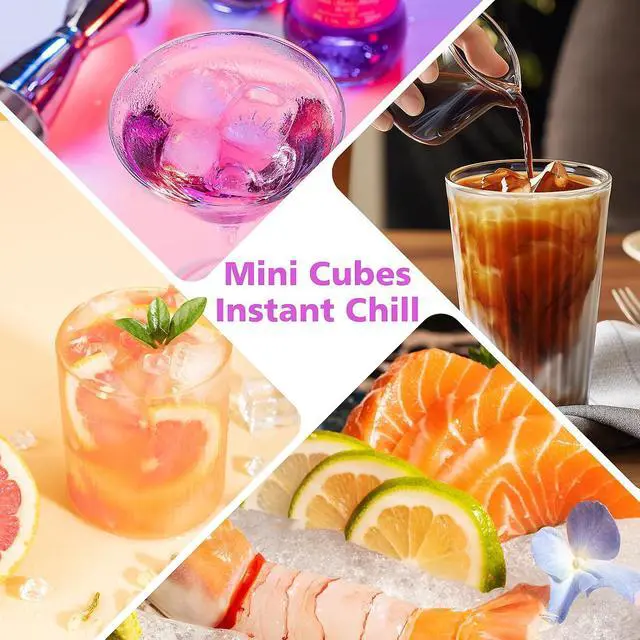 Alt view image 7 of 7 - Mini Ice Cube Trays Set of 2-160 Small Ice Cubes Silicone Mold for Whiskey, Cocktails, Water Bottles - BPA Free Flexible & Stackable Ice Maker (Cyan&Purple)